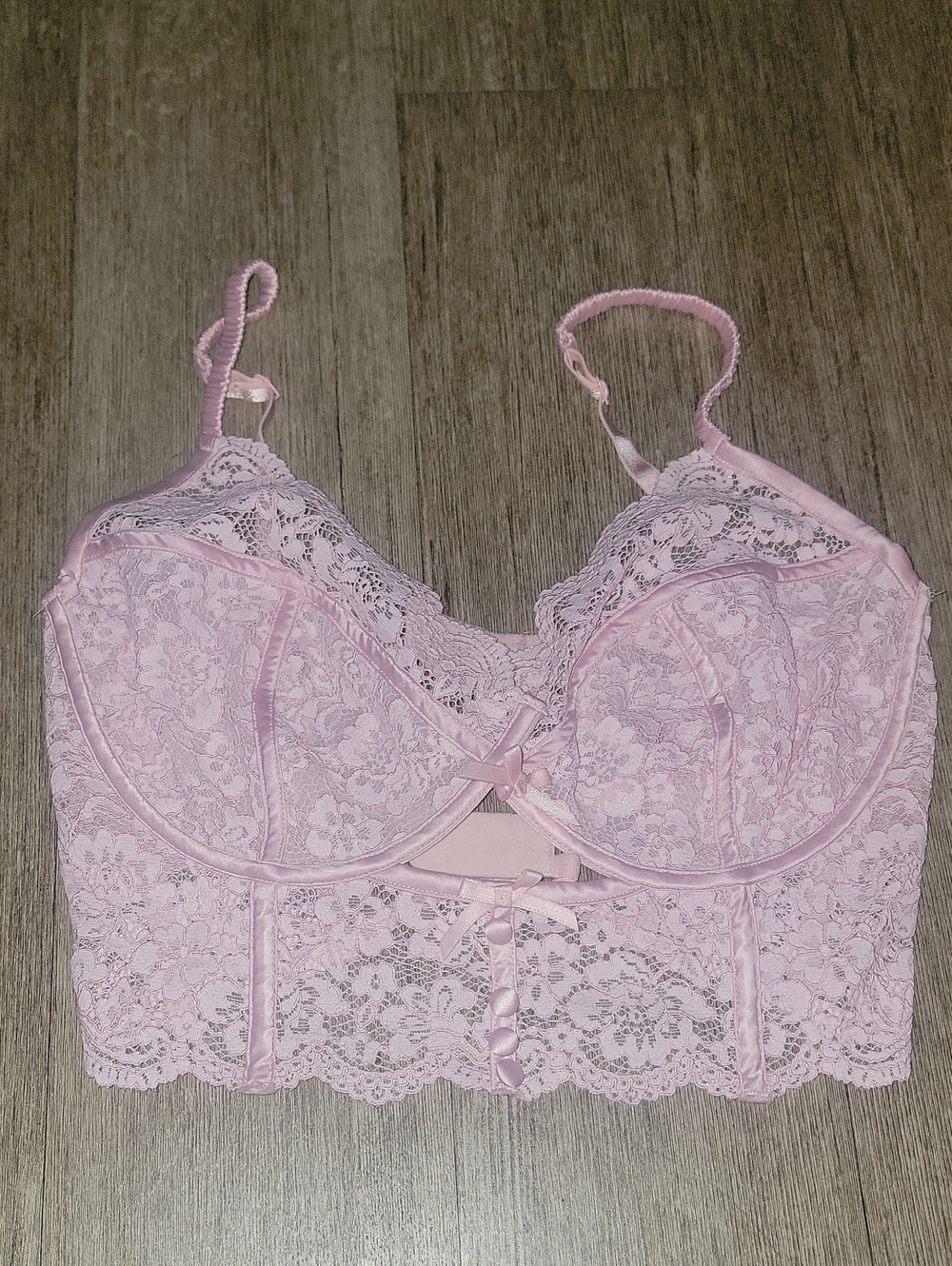 For Love And Lemons Pale Pink Lace Longline Bralette - Picture 1 of 4